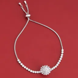 Kushal's Fashion Jewellery Rhodium-Plated Zircon Studded Wraparound Bracelet-image-25