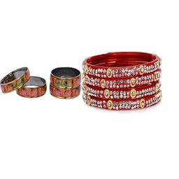 SOMIL Set Of 8 Glass Artificial Stones Bangles-picture-1