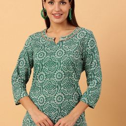 NEESH Women Ethnic Motifs Printed V Neck Pure Cotton Kurti-image-69