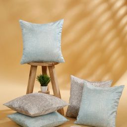 ROSARA HOME Blue 5 Pieces Abstract Printed Square Shaped Cushion Covers-48