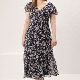 Trendyol Women Floral Print Flutter Sleeve A-Line Midi Dress-image-90