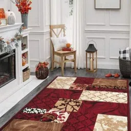 Samjeeda Handloom carpets Black Geometric Anti-Skid Polyester Carpet-picture-25