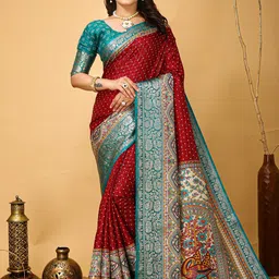 V3 FASHION STUDIO Ethnic Motifs Zari Art Silk Banarasi Saree-picture-24
