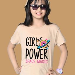 NUSYL Girls Typography Printed Round Neck Cotton Oversized T-shirt-image-49