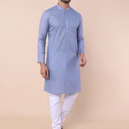 NAMASKAR Striped Printed Mandarin Collar Straight Kurta-picture-22