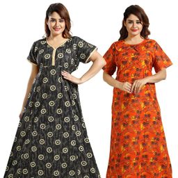 Inner Beats Women Pack Of 2 Multicoloured Cotton Blend Nightdress-picture-47