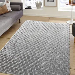 OBSESSIONS Silver-Toned Solid Anti-Skid Polyester Carpet-8