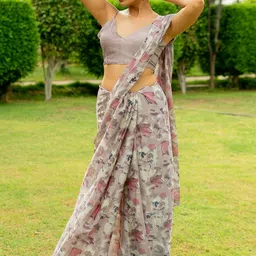 KALINI Floral Poly Chiffon Saree-29