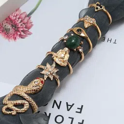 Arzonai Set of 7 Boho Stackable Knuckle Vintage Snake Finger Ring Set image 4