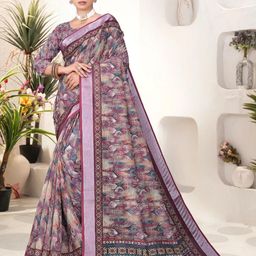 HERE&NOW Zari Linen Blend Saree-image-15