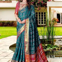 jayant creation Bandhani Printed Zari Pure Silk Patola Saree-picture-1