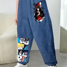 MODARUE Boys Naruto Itachi Anime Printed Cotton Jogger Trousers-image-75