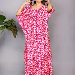 MOTHERHOOD BY SNEHAL Women Ethnic Motifs Printed Maternity Kaftan Maxi Dress-image-99