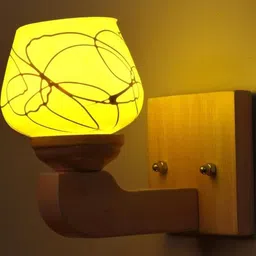 Somil Premium Designer Glass Wall / Night Lamp Elegant & Stylish Dcor Accent for Modern Interiors, Color- Yellow, White, Size:- 19.5 X 24.5 X 18 CM-image-75
