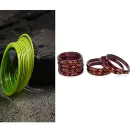 SOMIL Set of 20 Green Alloy Artificial Stones & Beads Bangles-image-84