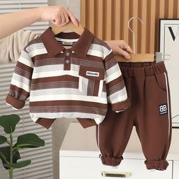 INCLUD Boys Striped Polo Collar Sweatshirt With Joggers-picture-40