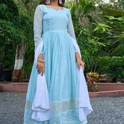 Moda Rapido Floral Embroidered Sweetheart Work Georgette Anarkali Kurta-image-96