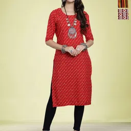 Moda Rapido Women Ethnic Motifs Printed Thread Work Floral Crepe Kurta-image-86