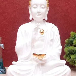 Craftlayout White Lord Buddha Idol Showpiece-image-59