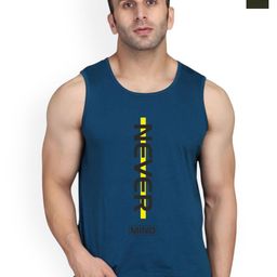SLOWLORIS Pack Of 2 Printed Round Neck Bio-Wash Cotton Gym Vests-picture-49