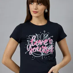 98 Degree North Typography Printed Round Neck Cotton T-shirt-image-98