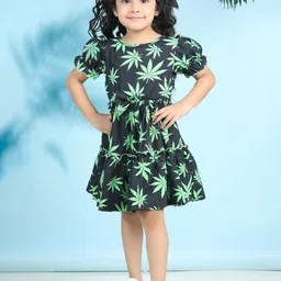 Cutiekins Print Puff Sleeve Fit & Flare Midi Dress-image-61
