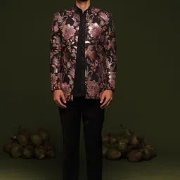 KALPRAAG Embroidered Jodhpuri Blazer With shirt & Trouser Sherwani Set-image-60