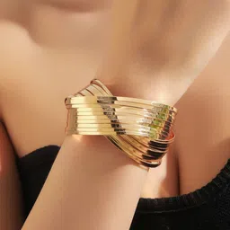 Jewels Galaxy Women Gold-Plated Cuff Bracelet-11