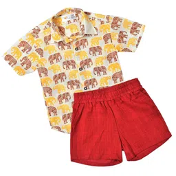 sathiyas Boys Animal Printed Pure Cotton Shirt with Shorts-image-69
