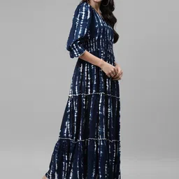 Raiyani Enterprise Tie and Dye Puff Sleeve Wrap Maxi Dress-picture-2