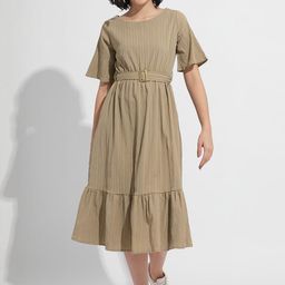 Murcia Bell Sleeve Fit & Flare Midi Dress-image-36