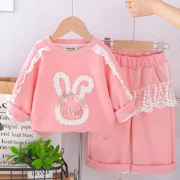 INCLUD Girls Graphic Self Design Sweatshirt With Trousers-picture-17