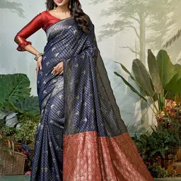 DIVASTRI Women Woven Design Zari Pure Silk Banarasi Saree-picture-20