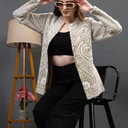 Dadu Dayal Women Ethnic Motifs Woollen Cardigan-picture-40