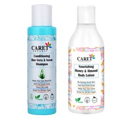 CARET ORGANIC Set Of 2 Aloevera & Neem Shampoo - 100 ml & Almond Body Lotion - 250 ml-16