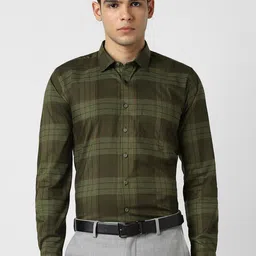 Van Heusen Tartan Checked Spread Collar Slim Fit Formal Shirt-picture-38