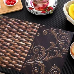 Aura 6Pcs Brown Printed Heat Resistant Table Placemats-image-60