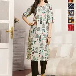 7Threads Selection Of 6 Floral Printed Round Neck Straight Kurtas-image-67