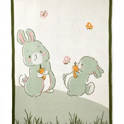 The White Cradle Green Rabbit  Printed Mild Winter 110 GSM Cotton Single Bed Blanket-image-16