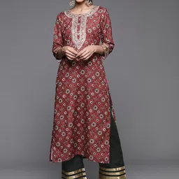 KSUT Women Ethnic Motifs Embroidered Kurta With Palazzos-image-88