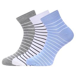 FABdon Women Pack Of 3 Cotton Striped Ankle-Length Socks-image-8