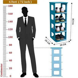 Kuber Industries Blue Stackable 4 Layer Shoes Rack image 2