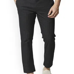 Basics Men Checked Skinny Fit Low-Rise Cotton Trousers-image-16