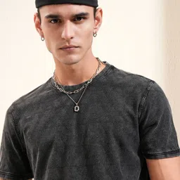 HIGHLANDER Men Self Design Round Neck Cotton T-shirt-image-93