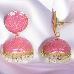 Nilu's Collection Gold-Plated Pearls Beaded Dome Shaped Jhumkas-image-42