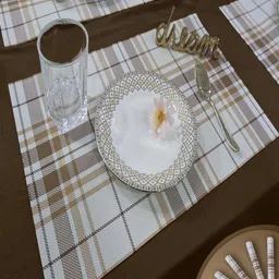 Good Vibes 6 Pieces Beige & Brown Geometric Rectangle Table Placemats-picture-1