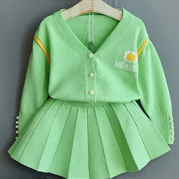 Little Surprise Box LLP Girls Embroidered V-Neck Top With Skirt-image-39