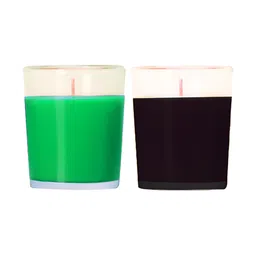 PEEPALCOMM Green & Black 2 Pieces Pillar Candle-42