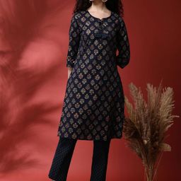 Anouk Women Ethnic Motifs Printed Regular Pure Cotton Kurta with Trousers-17