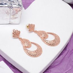 StyleCast Rose Gold-Plated Crescent Shaped Drop Earrings-image-63